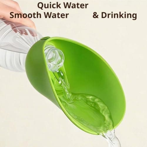 Silicone Dog Water Bottle Adapter,Foldable Leakproof Portable Dog Water Bottle Pet Travel DrinkingCup,Puppy WaterDispenser Bowl for Walking Hiking OutdoorFeeder, Fit All Standard WaterBottles (Green) — view 4