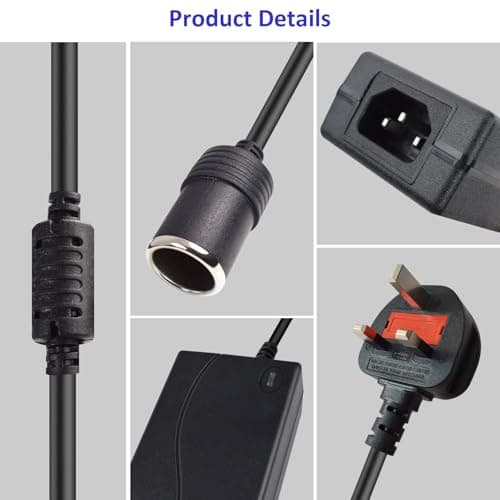 220V to 12V Adapter 6A 72W - UK 3-Pin Plug AC to DC Vehicle Power Converter, Cigarette Lighter Socket for Vehicle Refrigerator, Tire Inflator, Automotive Vacuum & Road Trip/Home Use — view 3