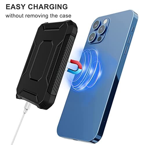2 Pack Case Compatible with Magsafe Battery Pack Cover, GHIJKL Slim TPU Carbon Fiber Design Protective Case Cover with Keychain Anti-Shockproof Rugged Armor Bumper Shell for Magsafe Battery Pack — view 3