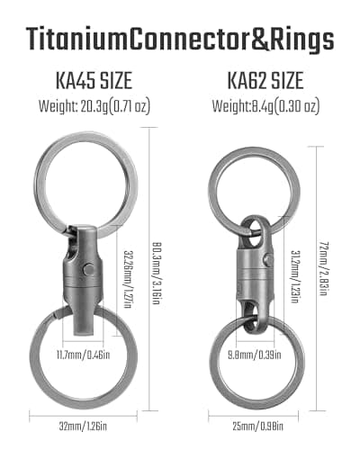 KeyUnity Titanium Magnetic Quick Release Keyring & Keychain, One-Hand Detachable 360° Rotatable Key Chain, Key Organizer Linker for Carabiner for Cars, Homes, and Accessories for Men,(KA62,Grey) — view 2