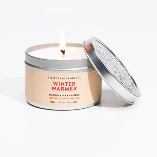 Isle of Skye Candle Company Winter Warmer Travel Container | Natural Soy Wax Candle | Handmade in Scotland | Premium Scented Candle | Compact Lightweight Packaging | 30 Hours Burn Time