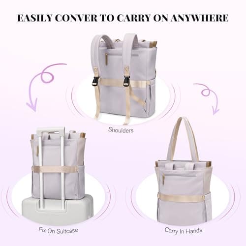 GOLF SUPAGS Convertible Computers Backpack for Women Casual Daypack Notebook Tote Bag for Work College Travel Leisure (Taro Purple & White) — view 5