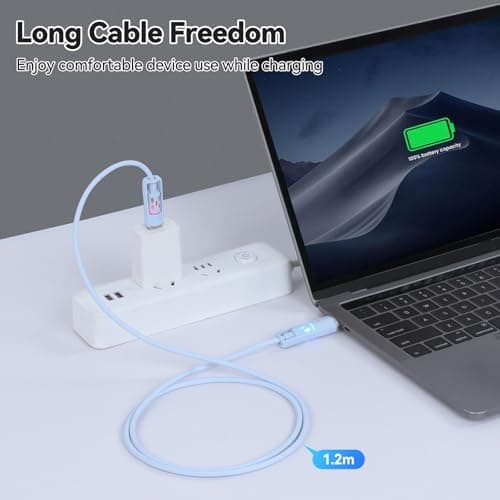 aceyoon 4 in 1 Colorful Charging Cable, 60W Fast Charge Multi Charger Cable with RGB LED Light, USBA/TypeC to TypeC/Lighting Charging Cord for iPhone, Samsung, MacBook Tablets, Laptop — view 6