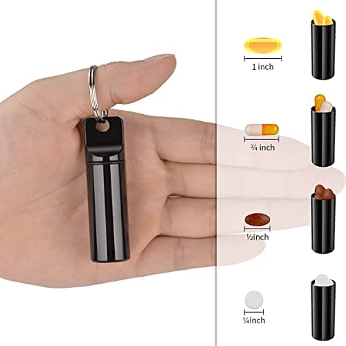 DRERIO 3 pcs Small Pill Boxes Organiser Metal Pill Boxes Travel Pocket Pill Case Round Keyring Pill Holder Waterproof Capsules Portable Pill Container for Outdoor Travel — view 2