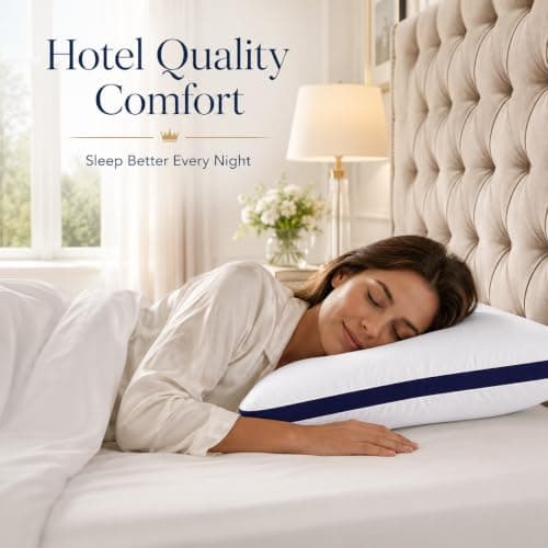 NightNest Pillows 6 Pack Hotel Quality Side Sleeper Bounce Back Bed Pillow - White Pillows 6 Pack Neck Pillow Shoulder Back Support Super Soft Firm Hypoallergenic Machine Washable (6, White) — view 2