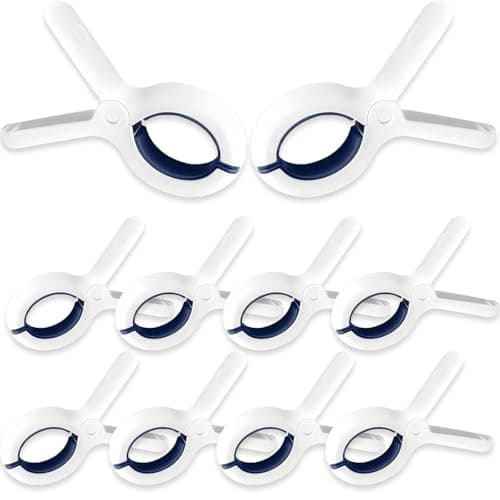 10 Pack Beach Towel Clips for Sun Loungers, Heavy Duty Clothes Pegs for Washing Line, Large Windproof Laundry Pegs, Non-Slip Sunbed Clips for Beach Towels, Quilts, Pool Chairs and Outdoor Drying