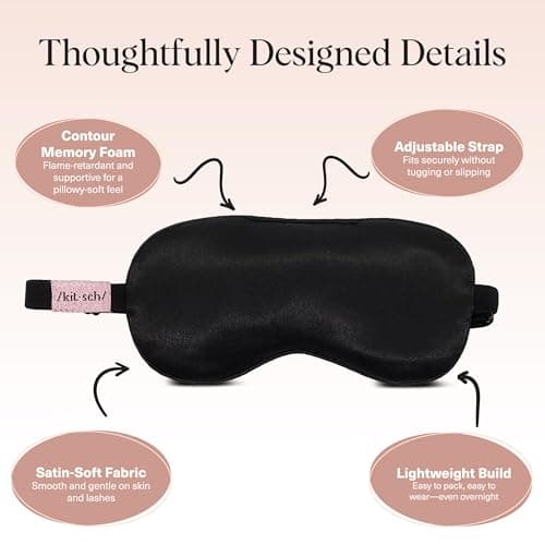 Kitsch Weighted Satin Sleep Mask for Sleep and Travel 116g - Black — view 3