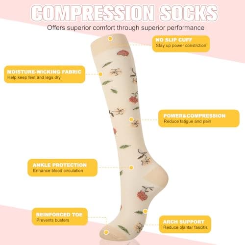 Zuimei 6 Pairs Compression Socks for Women Men — view 5