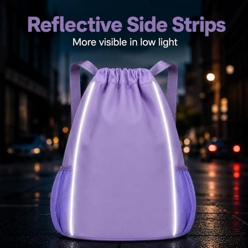 FAVORTALK Swim Bag Drawstring Gym Bag Girls Trainer Swim Bag Backpack Mini Water Resistant Nursery Backpack Gym Duffle Backpack, Purple 18208 — view 5