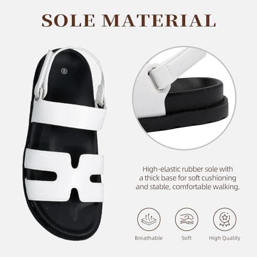 INNERSECT CO Women’s Flat Sandals with Adjustable Buckle, Comfortable Cushioned Footbed, Lightweight Non-Slip Summer Casual Shoes (WHITE, Adult, Women, 6, Numeric, UK Footwear Size System, Medium) — view 2