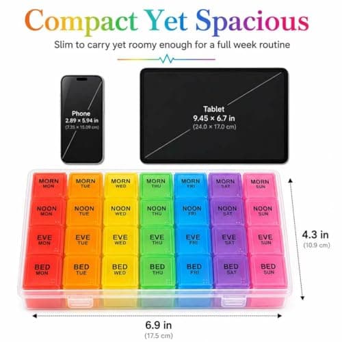 Pill Organiser 7 Days 28 Slots Lock Travel Daily Medicine Box (2 Pcs) — view 2