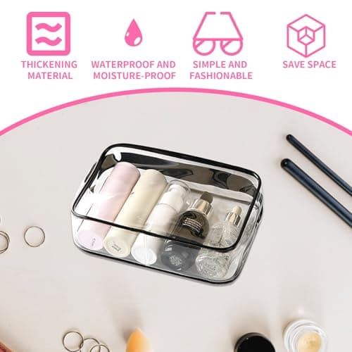 Clear Travel Cosmetic Bags with Zipper Large Waterproof Toiletry Travel Bag — view 3