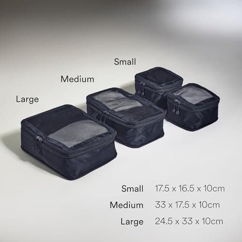 ANTLER - Compression Packing Cubes, Set of 4 Essential Packing Cubes for Suitcases and Backpacks - Holiday, Travel & Accessories Organiser, Easy Clothes and Shoe Storage - Navy Blue — view 3