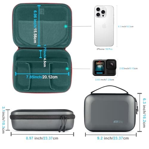 FiTSTILL Large Carrying Travel Storage Case for DJI Action 6/5pro/4/3/2,Go Pro Hero 13/12/11/10/9/8/7/6/5/Hero 4K,MAX2/MAX360 2025,Insta 360 X5/X4/X3/GO Ultra/AcePro2/AcePro — view 5