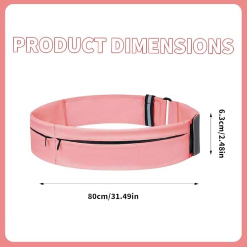 Multi-Pocket Running Belt for Women Men, Lightweight Runners Waist Belt Phone Holder with Water Bottle Pocket, Elastic Adjustable Bounce-Free Pouch for Workout Fitness (Pink, 23.6" - 33.5") — view 2