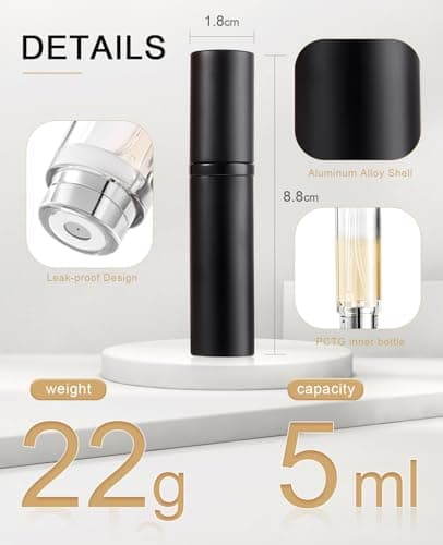 BRARIOS Perfume Atomiser Refillable, Travel Size Portable Atomiser Spray,Mini Empty Perfume Bottle,Leak Proof Cologne Dispenser for Women and Men,5ml(J-Rose Gold) — view 6
