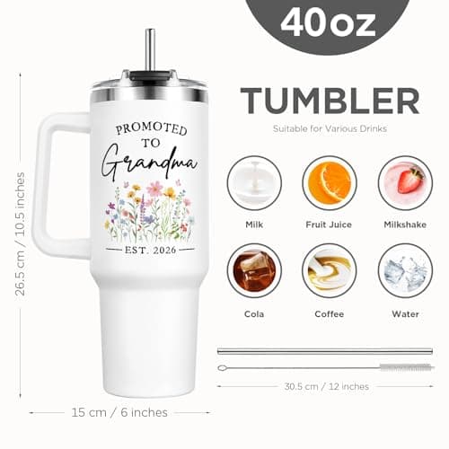 Leebbsin Promoted to Grandma 1.18L Water Bottle with Handle and Straw Lid — view 6