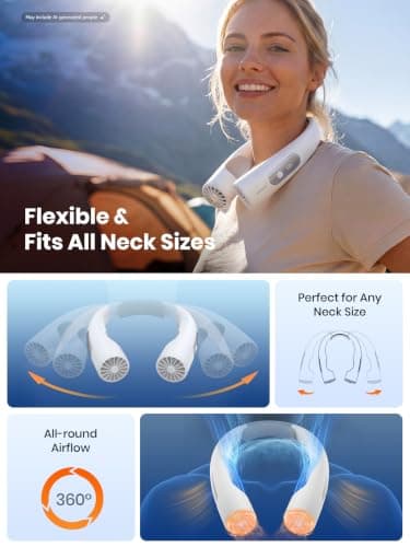 Warmco N1 10000mAh Portable Neck Fan, 30H Runtime for Outdoor Use — view 6