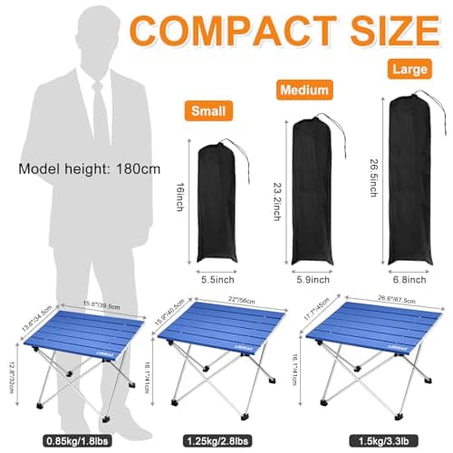 Ledeak Portable Camping Table, Lightweight Folding Table with Aluminum Table Top and Carry Bag, Easy to Carry, Perfect for Outdoor, Picnic, Cooking, Beach, Hiking, Fishing (Ocean Blue, Small) — view 3