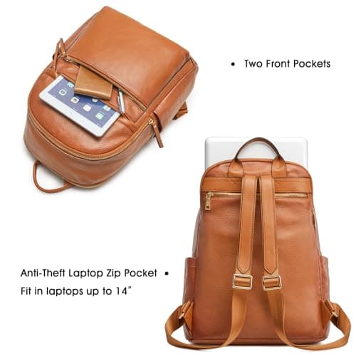 Kattee Women Genuine Leather Backpack Fashion Anti-Theft Rucksack Bag — view 5