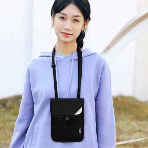 PLCPDM RFIDS Travel Neck Wallet with Passports Holder, Purple — view 5