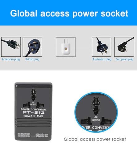 110V to 220V Step Up & Down Power Voltage Converter Watt Transformer for Travel (Black, 100W) — view 4