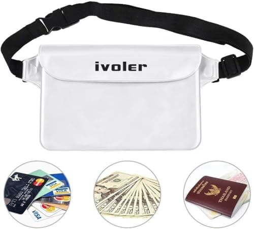 ivoler Waterproof Pouch Bag, 2 Pack Universal Waterproof Case Dry Bag for Beach, Swimming, Boating, Kayaking, Hiking, Protects iPhone Phone, Cash, Document from Water, Sand, Snow - Black+White — view 2