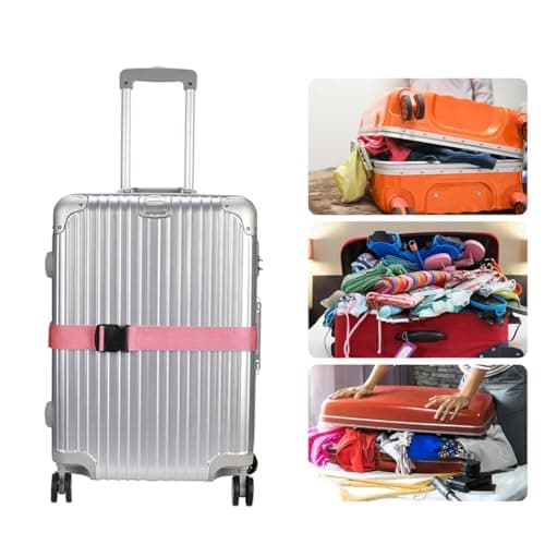 Luggage Straps - Suitcase Straps, Adjustable Luggage Belt, Thickened Packing Belts, Baggage Security Straps, Travelling Luggage Accessories for Handbag, Luggage, Suitcase, Carts (Pink, 2PCS) — view 6