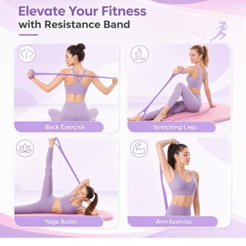 Figure 8 Resistance Band 2 Pack, TPR Stretching Exercise Band for Arms Back Shoulders Legs, Home Gym Yoga Pilates Workout Equipment, Portable Full Body Fitness Trainer — view 6