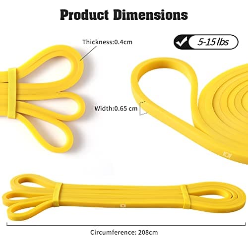 KK Resistance Bands Set, Pull Up Resistance Bands For Men And Women, Fitness Exercise Bands, Resistance Workout Bands In A Variety Of Strengths. (Yellow: 5 – 15 lbs) — view 2