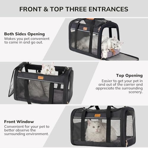 Morpilot Large Pet Carrier Bag, 51×33×33cm Breathable Carry Bag with Washable Cushion, Anti-collapse Travel Handbag for Cats Small Dogs, Perfect for Car Rides Train Trips & Vet Visits — view 4