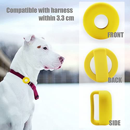 Airtag Dog Collar Holder, Silicone Pet Collar Case for Apple Airtag, Anti-Lost Air Tag Cover for Luggage and Handbag (Yellow/Orange) — view 2
