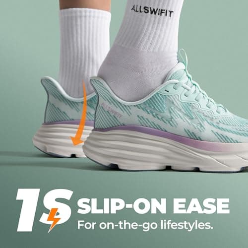 ALLSWIFIT Women's Slip On Walking Shoes Running Sneakers,Light Green,6 — view 5