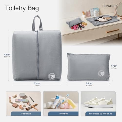 SPAHER Expandable Cabin Bag 40x30x10 Lufthansa 40x30x20 Wizzair Vueling Travel Duffle Bag with Wet Pocket Carry on Hand Luggage Under-seat Holdall Handbag for Maternity Overnight with Toiletry Bag — view 5