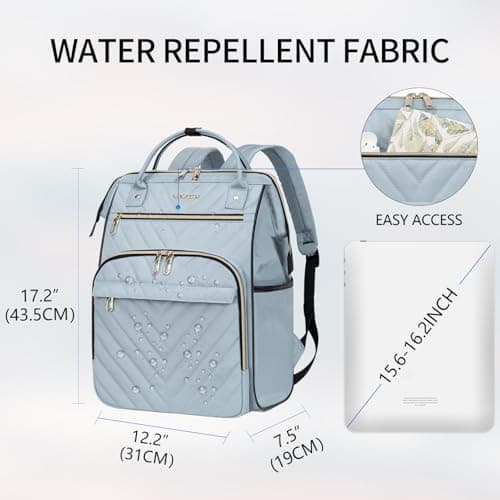 VANKEAN Laptop Backpack Women, 17.3 Inch Backpacks College Work Light Blue — view 2