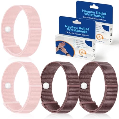 2 Pair Nylon Travel Sickness Bands for Motion & Morning Sickness Adult Kid