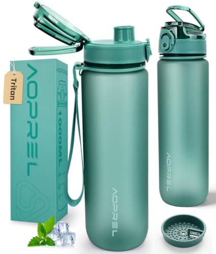 AOPREL Leakproof Water Bottle 1L/650ML with Time Marker, BPA-Free Tritan