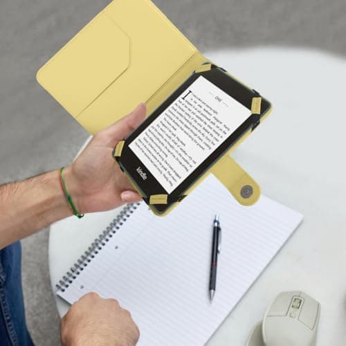 TECHGEAR YELLOW Kindle PU Leather Folio Case Cover With Magnetic Clasp + Screen Protector for Amazon Kindle eReaders 12th - 4th Generation (2024-2011) & Kindle Paperwhite with 6 inch Screen — view 5