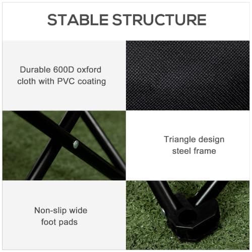 Outsunny Camping Chair Folding Chair with Carry Bag 110 kg Capacity Black — view 6