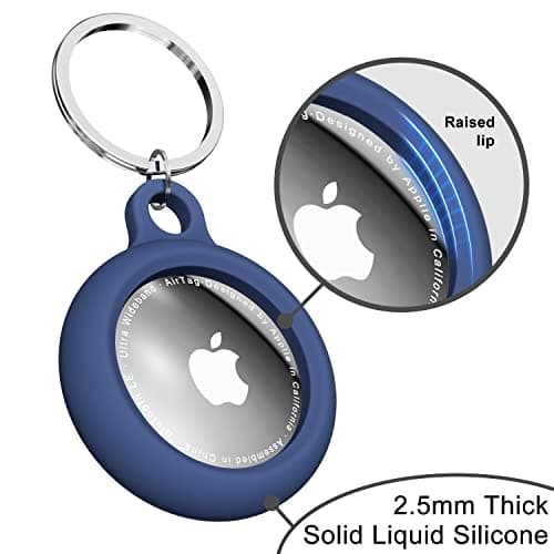 Oakxco for Airtag Keychain Silicone, Airtag Holder with Key Ring, Air Tag Cover Cute Accessories for Kids, Luggage, Car Dog Collar, Car, Compatible with Apple Airtag Case Waterproof Tracker, Navy Blue — view 6