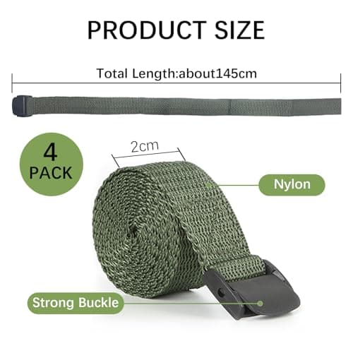 Acuxiaza 4 Pack Trail Camera Straps, 145cm Nylon Straps, Dark Green — view 2