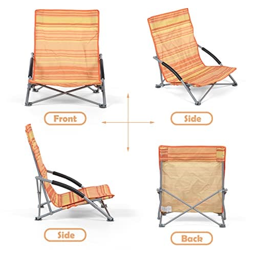 Unibos Set of 2 Folding Low Camping Chair, Lightweight,Foldable,Portable Garden Beach Chair Perfect for Camping,Garden,Festivals,Fishing,Caravan Trips and BBQs (Orange) — view 6