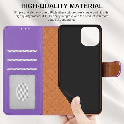 iCatchy for iPhone 15 Case 6.1 Inch, PU Leather Wallet Flip Case with Card Slots, RFID Blocking, Magnetic Closure, Stand, Full Body Protective Folio Cover (Lilac) — view 6