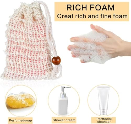 GUOYOU 10 Pack Sisal Soap Bag Natural Fiber Soap Bags Exfoliating Soap Bag — view 3