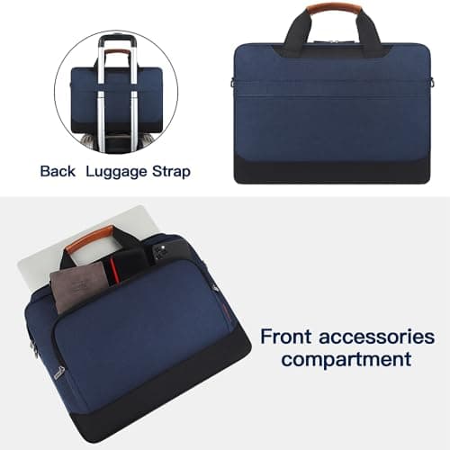 DOMISO 17-17.3 Inch Laptop Sleeve Business Briefcase Shoulder Bag - Compatible with 17" Laptops, Blue — view 3