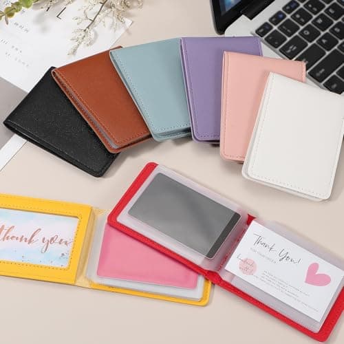 sourcing map Leather Credit Card Holder, 10 Slots Blank Driver's License Holder for Women and Men, Multi-Functional Card Organizer for Documents, ID Cards, License(Yellow) — view 6