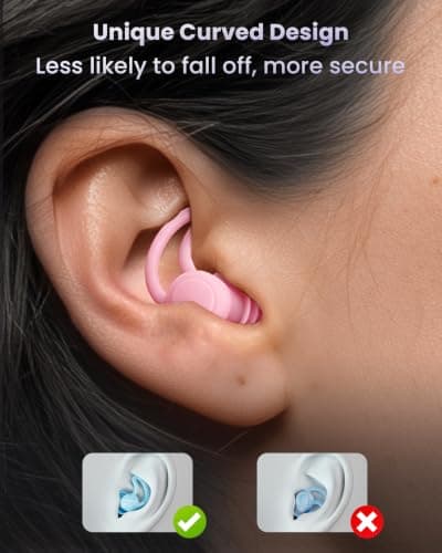 Ear Plugs for Sleep, Noise Cancelling Ear-Plugs Reusable Soft Silicone Earplugs for Sleeping, Snoring Partner, Travel, Deep Focus, Side Sleepers, Work & Studying, Comfortable,Pink 2Pairs — view 4