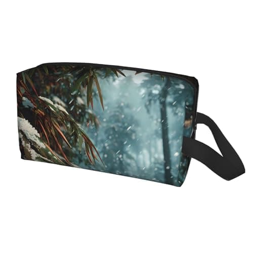 Travel Toiletry Bag Large for Daily Use, Durable Portable Organizer with Winter Bamboo Forest Print Design — view 2