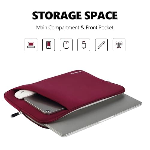 BAAGOAZ 14 Inch Laptop Sleeve Protective Case with Front Pocket, Red — view 2