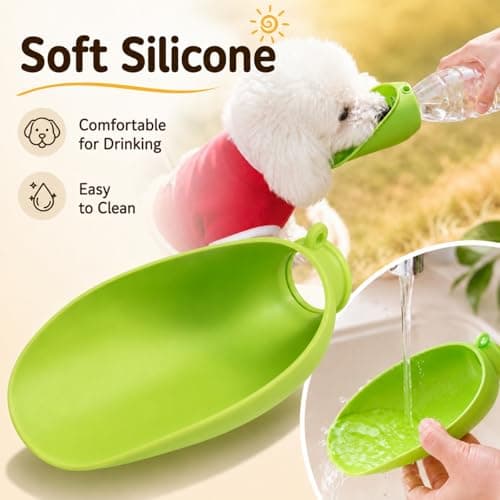 Portable Dog Water Bottle, Slicone Portable Dog Water Dispenser, Dogs Drinking Bottle Portable Leak Proof & Foldable for Travel, Walking & Hiking ，Red — view 3